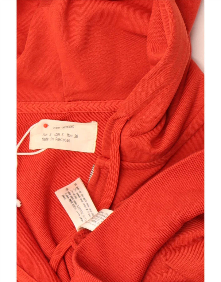 Мужской свитер с капюшоном на молнии Zara, маленький красный, хлопковый