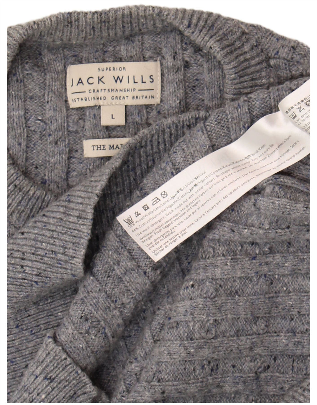 Мужской джемпер с круглым вырезом Jack Wills, большой серый шерстяной свитер