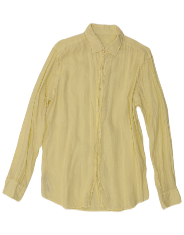 Мужская рубашка Massimo Dutti, большая желтая льняная
