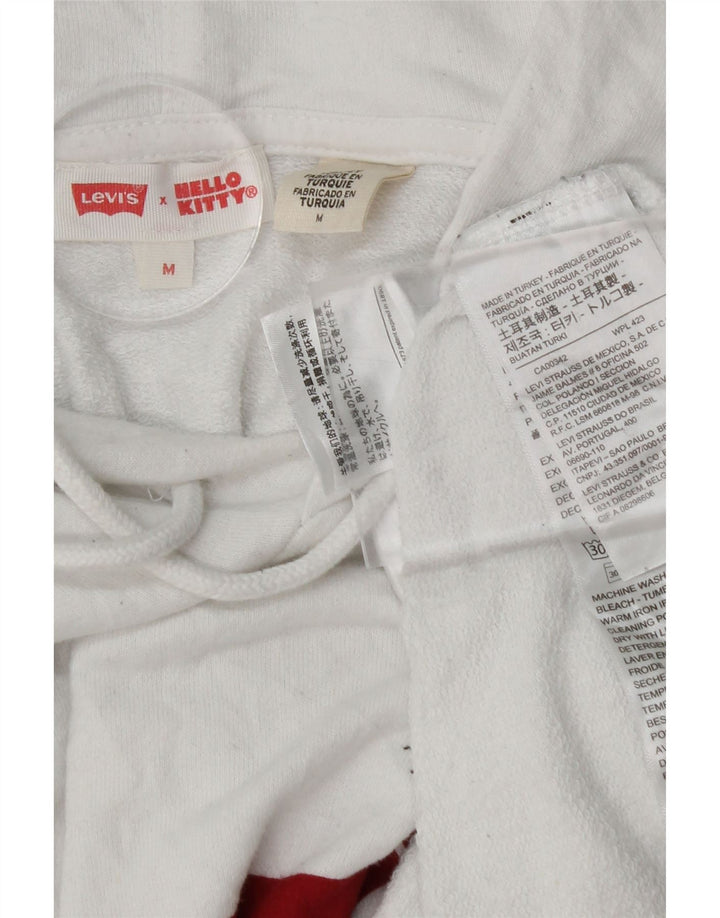 LEVI'S Womens Graphic Oversized Hoodie Jumper UK 14 Medium White Cotton Vintage Levi's and Second-Hand Levi's from Messina Hembry 