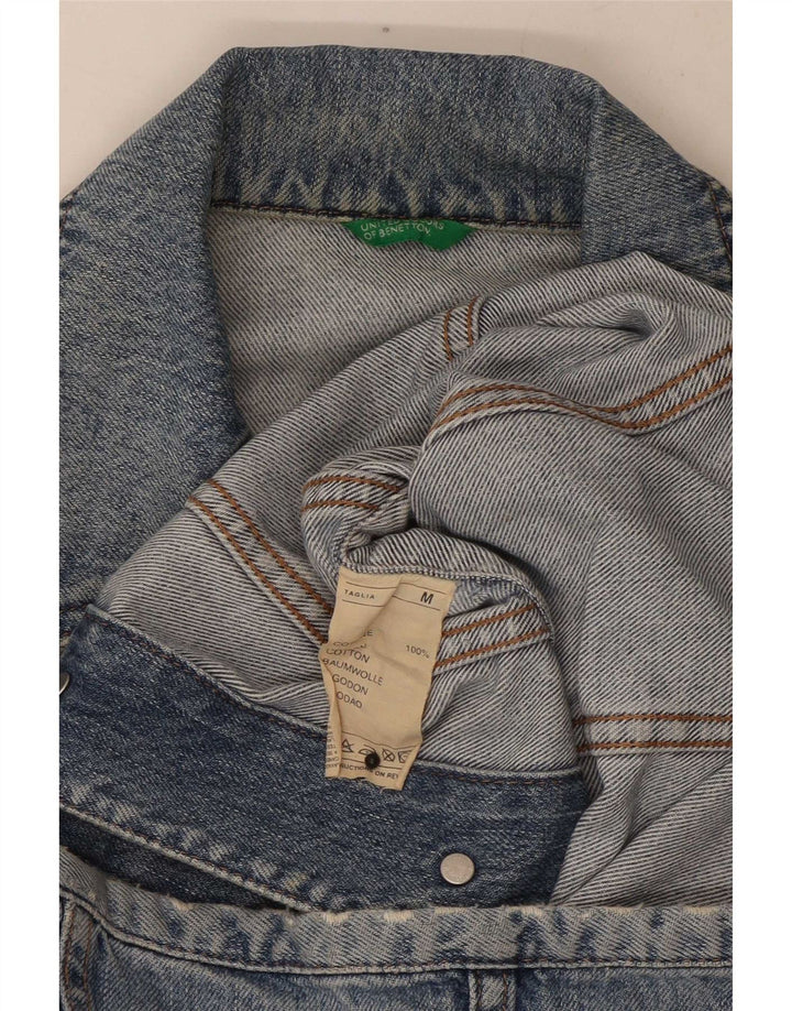 Женская джинсовая куртка Benetton UK 12, хлопок среднего синего цвета