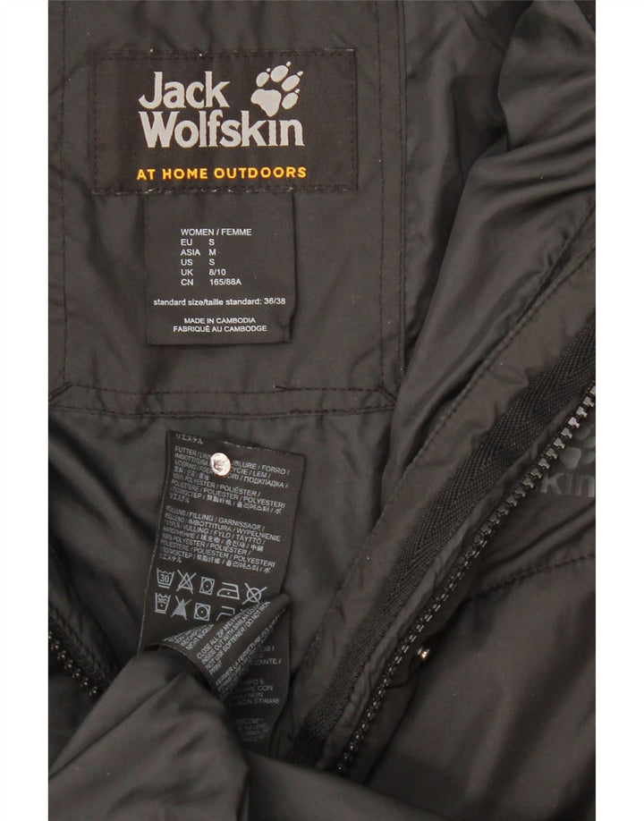 Женское стеганое пальто с капюшоном Jack Wolfskin, Великобритания, маленький размер 8/10, черный полиэстер