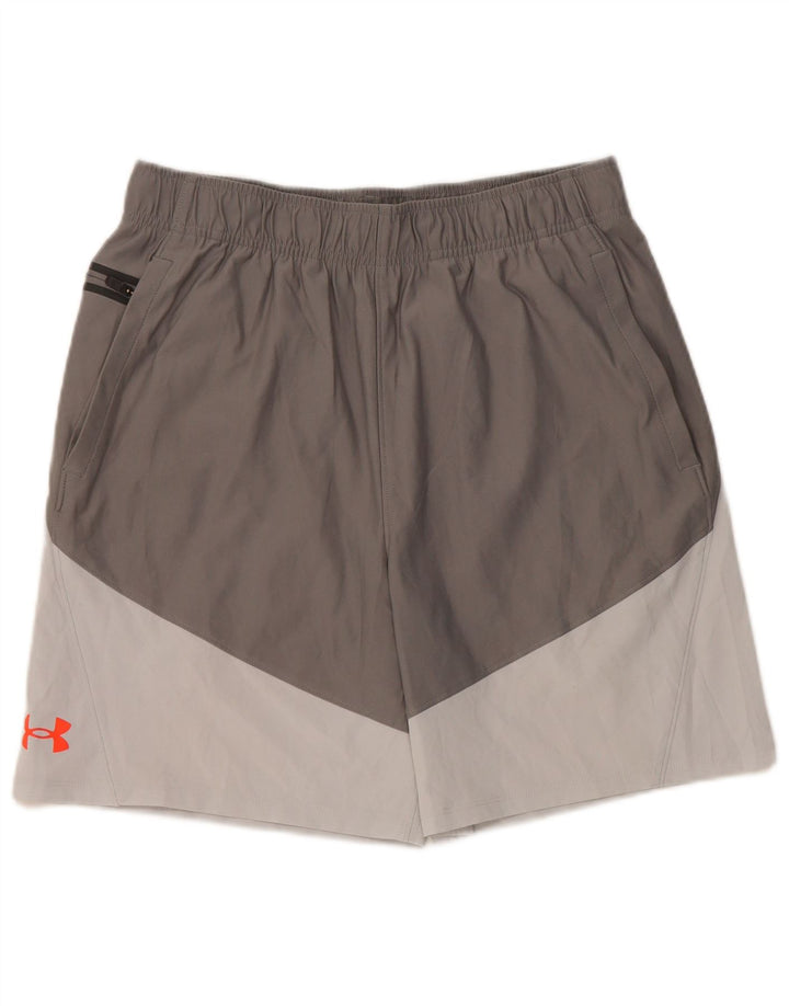 Мужские спортивные шорты Under Armour, эластан серого цвета с цветными блоками