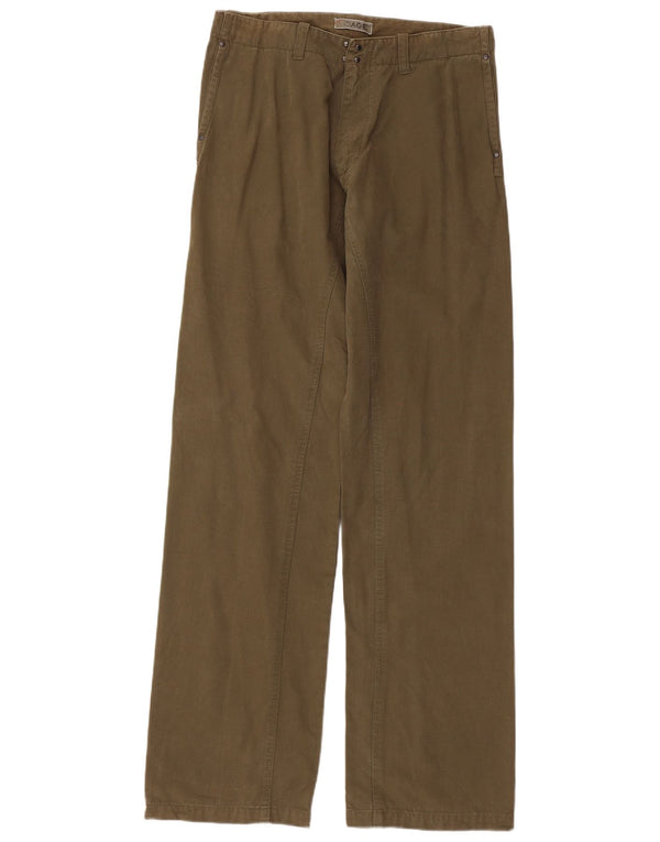 Винтажные мужские прямые брюки IT 48 Medium W32 L34 Хаки в полоску, хлопок