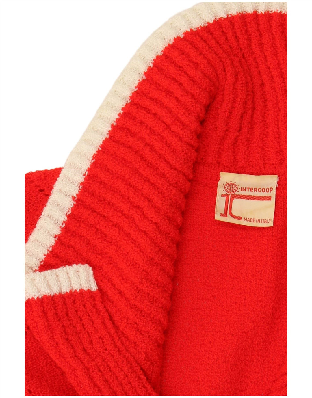 ВИНТАЖНЫЙ женский укороченный кардиган без рукавов, Великобритания 14, средний красный в полоску