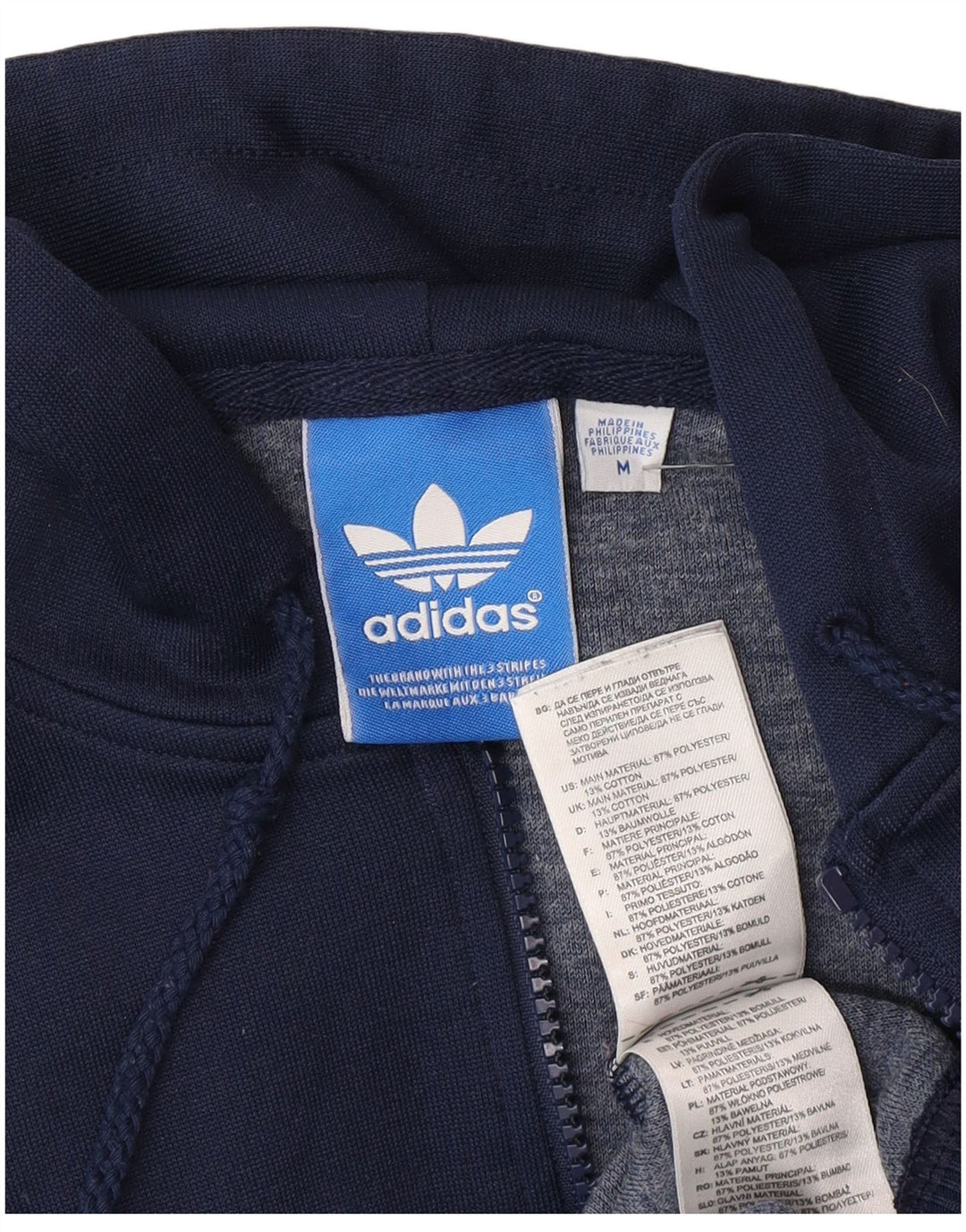 Мужской свитер с капюшоном Adidas на молнии с графическим рисунком, средний, темно-синий, полиэстер