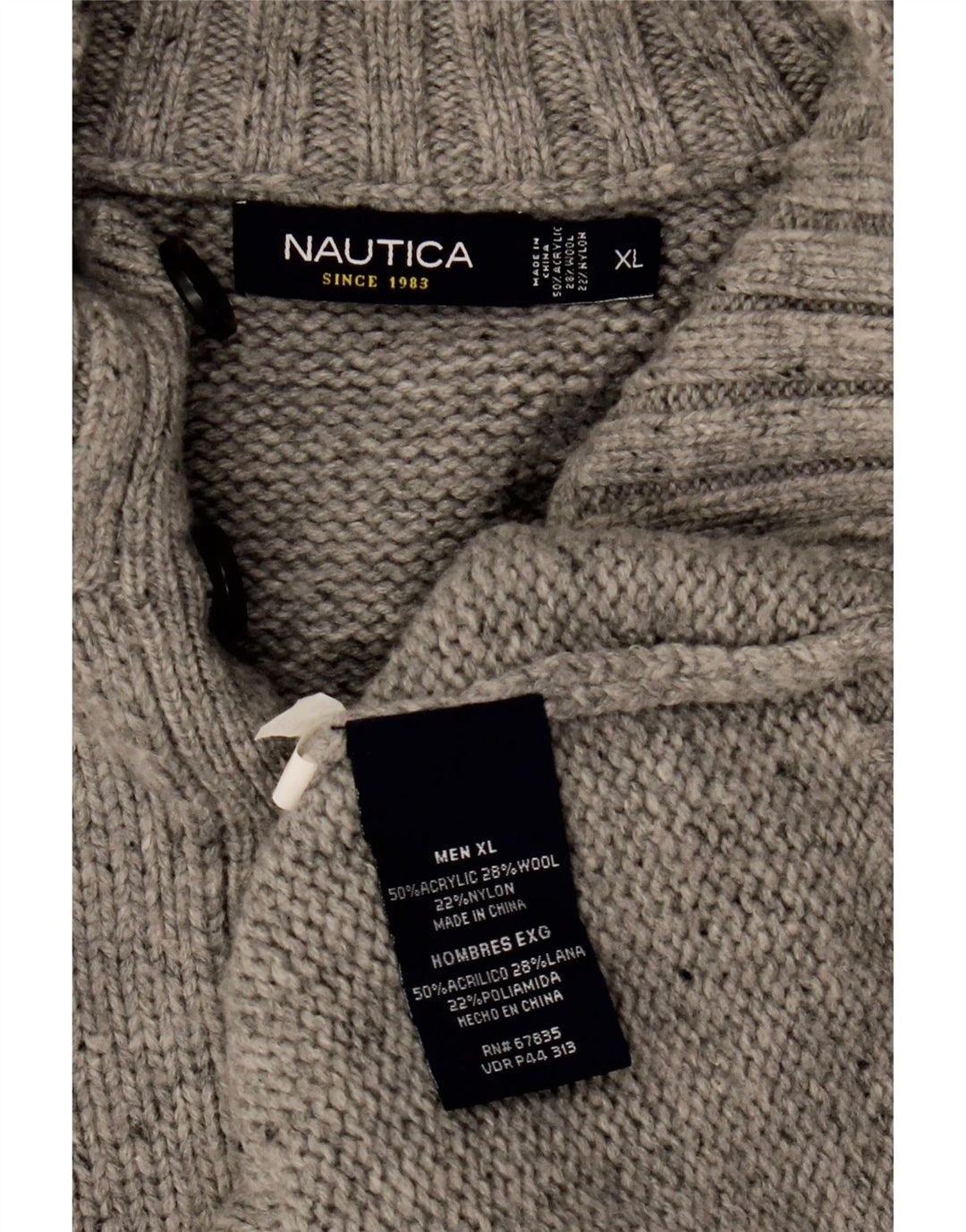 Мужской свитер NAUTICA с воротником на пуговицах, XL, серый в крапинку, акрил