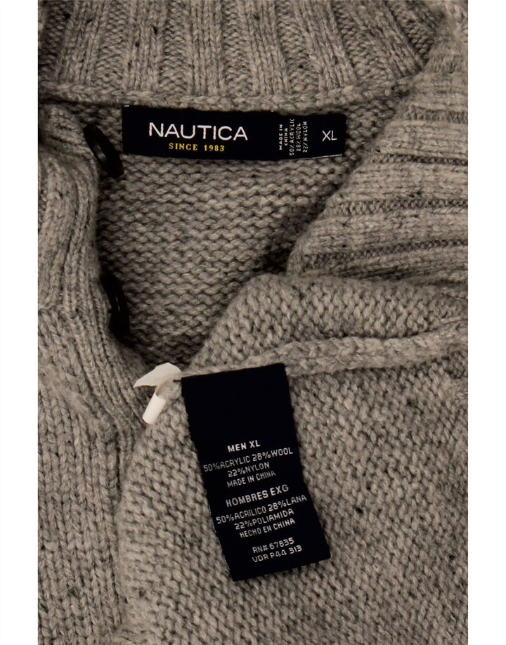 Мужской свитер NAUTICA с воротником на пуговицах, XL, серый в крапинку, акрил