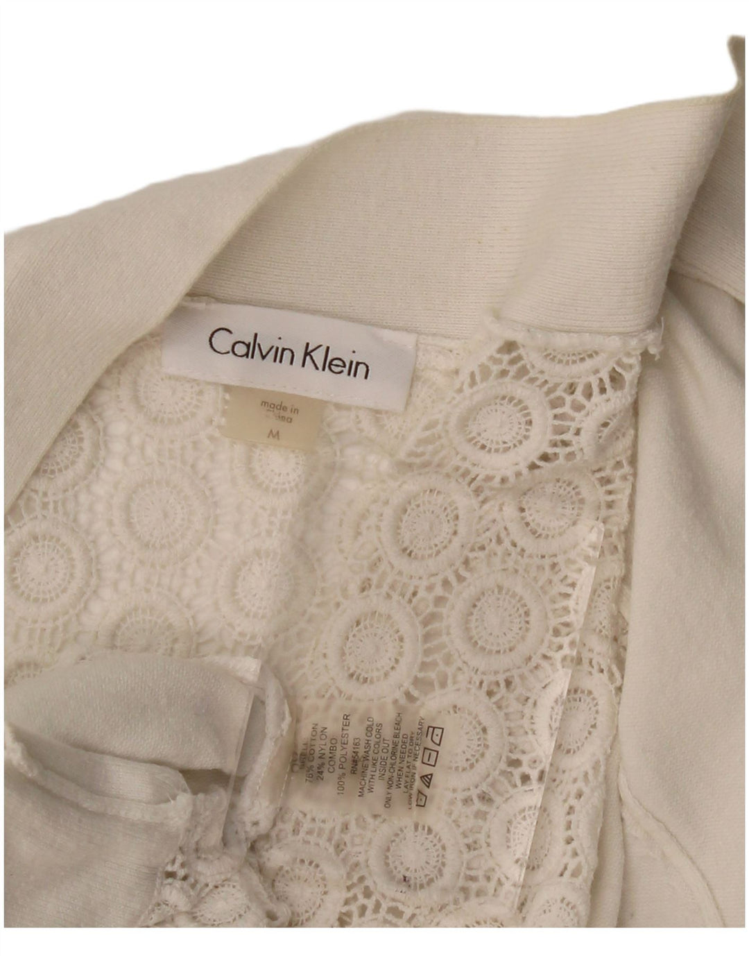 CALVIN KLEIN Женский кардиган с рукавом 3/4 UK 12 Средний Off Белый