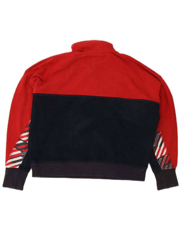 SUPERDRY Женский укороченный флисовый джемпер оверсайз UK 16, большой красный с цветными блоками