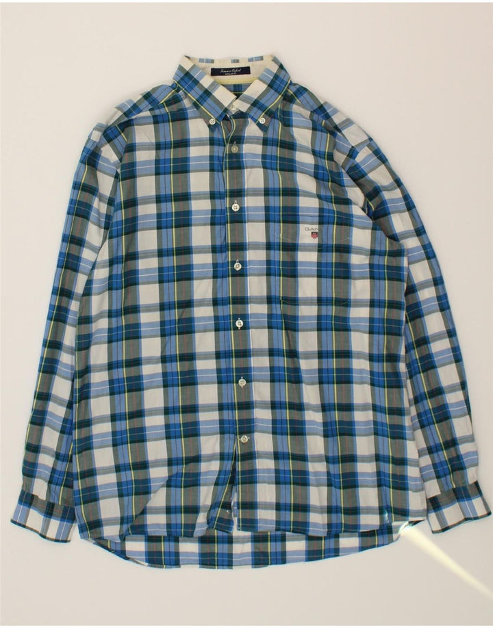 GANT Mens Regular Fit Shirt Medium Blue Check Cotton Vintage Gant and Second-Hand Gant from Messina Hembry 