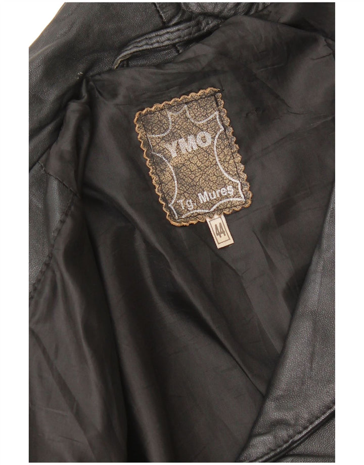 VINTAGE Womens Leather Jacket IT 44 Medium Black