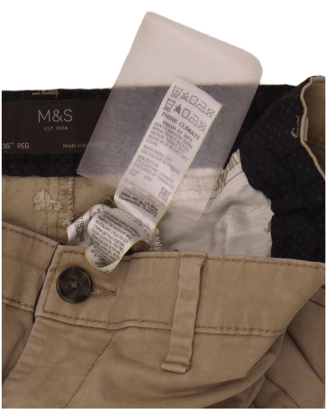 Мужские шорты чинос Marks & Spencer W36, большие, бежевые, хлопок