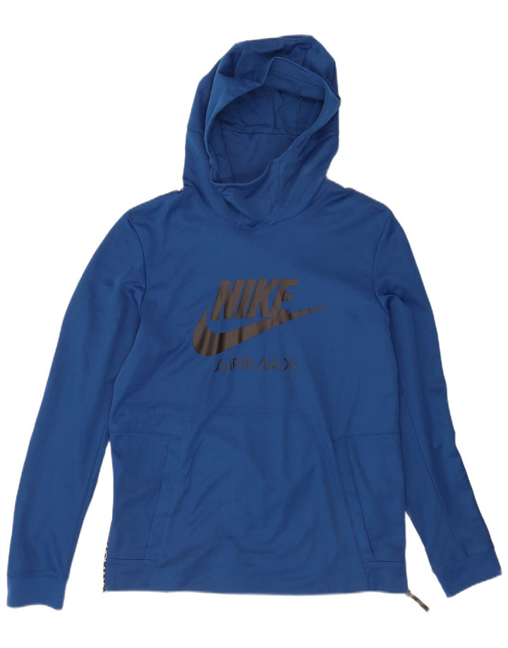 Мужской джемпер с капюшоном с графическим рисунком Nike, хлопковый средний синий цвет