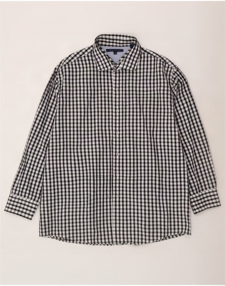 Мужская рубашка Tommy Hilfiger, размер 17 1/2 XL, черный хлопок в мелкую клетку