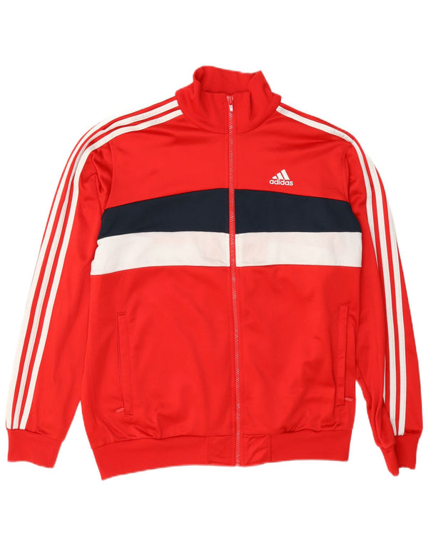 Мужской спортивный костюм Adidas, верхняя куртка, средний красный полиэстер с цветными блоками