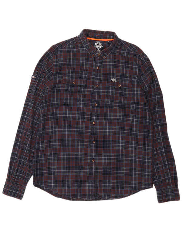Мужская фланелевая рубашка стандартного кроя Superdry 2XL темно-синяя в клетку