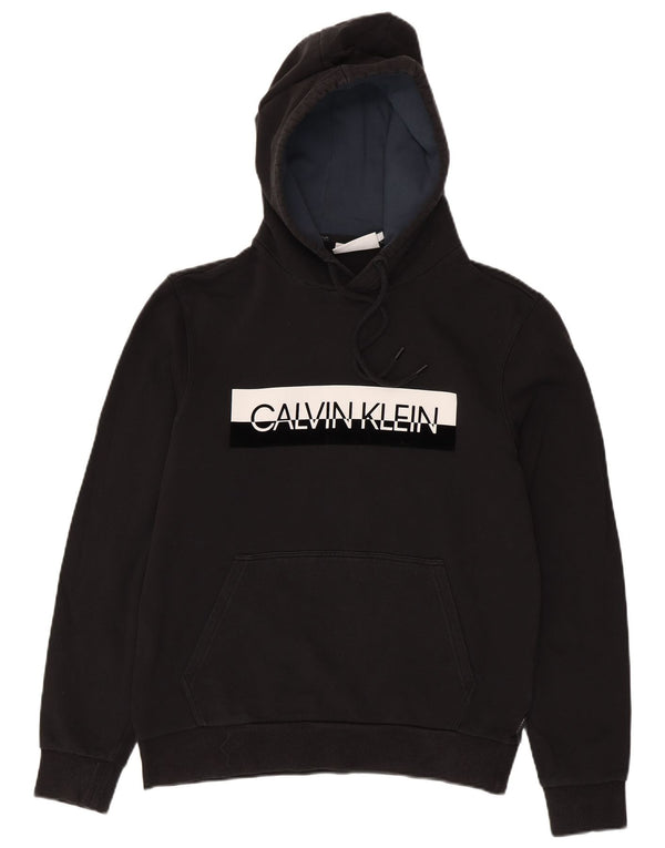 Мужской джемпер с капюшоном Calvin Klein, черный, хлопковый, среднего размера