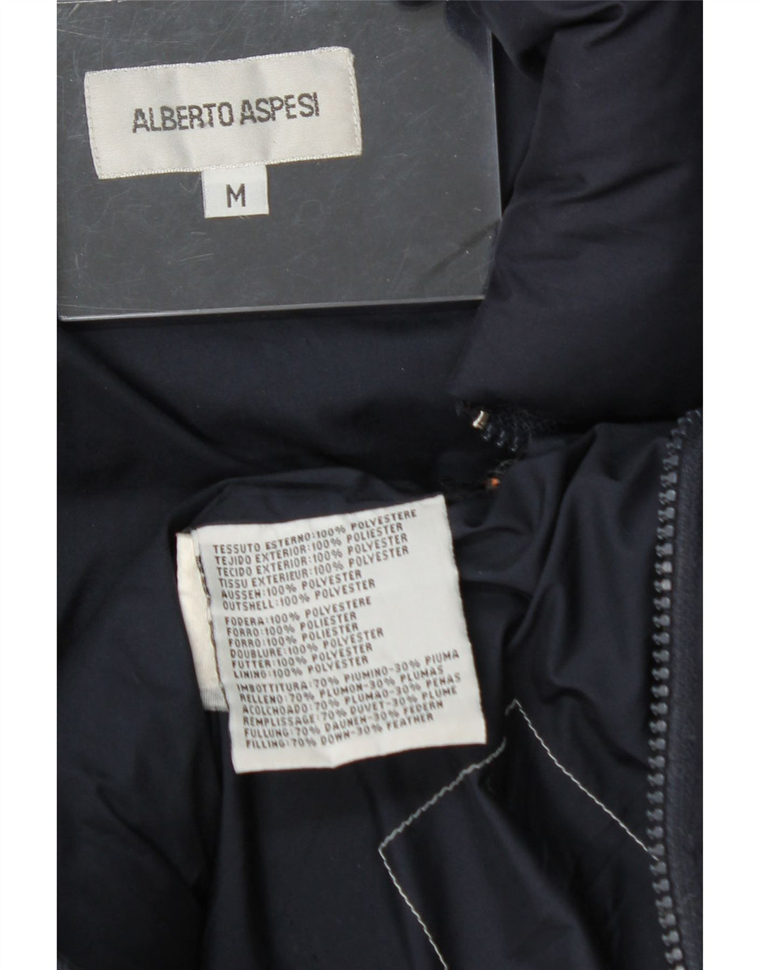 ALBERTO ASPESI Boys Hooded Padded Jacket 10-11 Years Medium Navy Blue Vintage Alberto Aspesi and Second-Hand Alberto Aspesi from Messina Hembry 