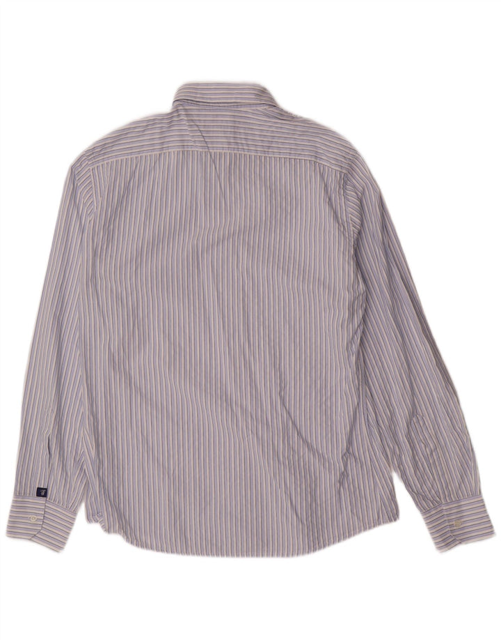 TRUSSARDI JEANS Мужская рубашка из хлопка средней синей полоски