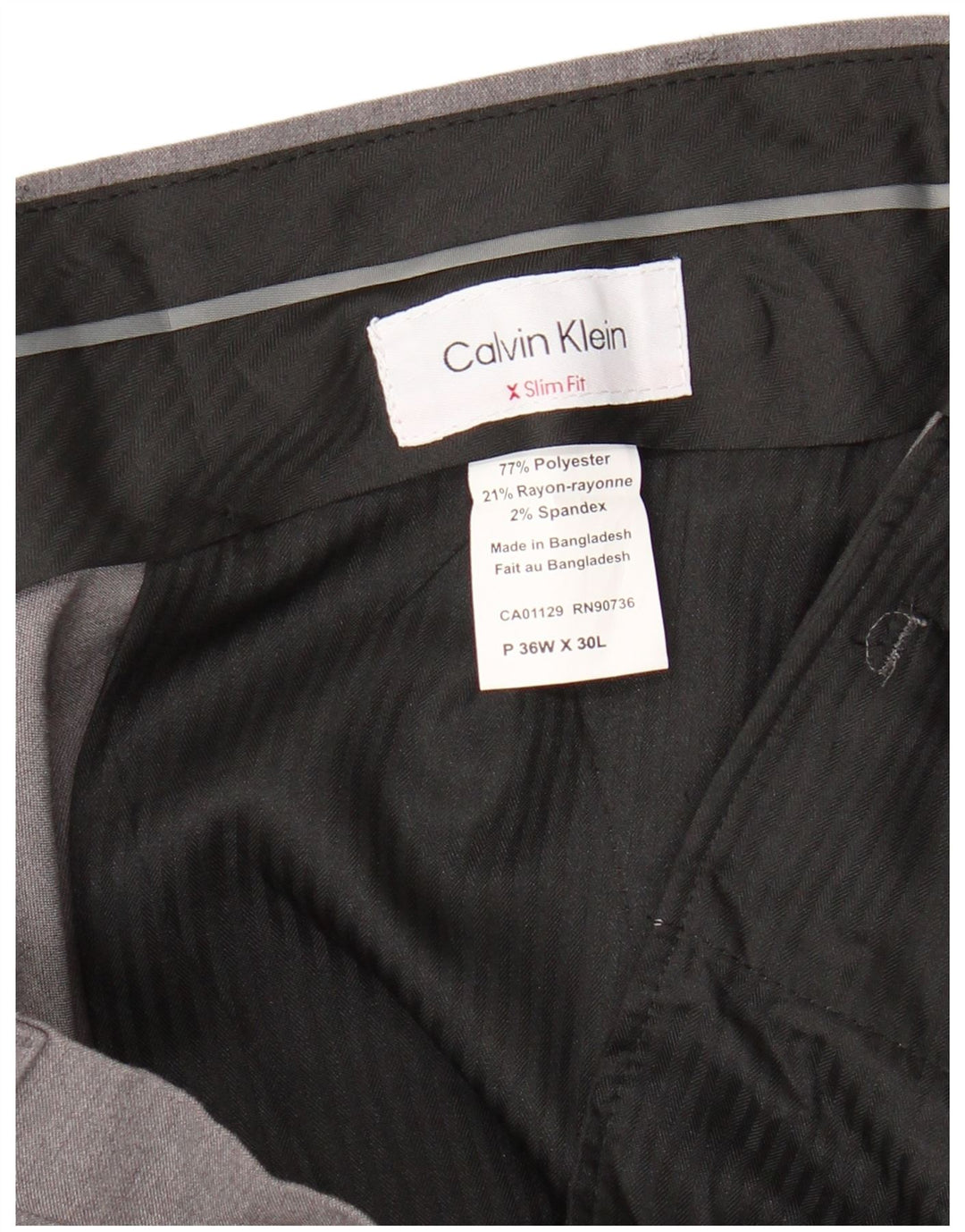 CALVIN KLEIN Mens Slim Fit Suit Trousers W36 L30 Grey Polyester