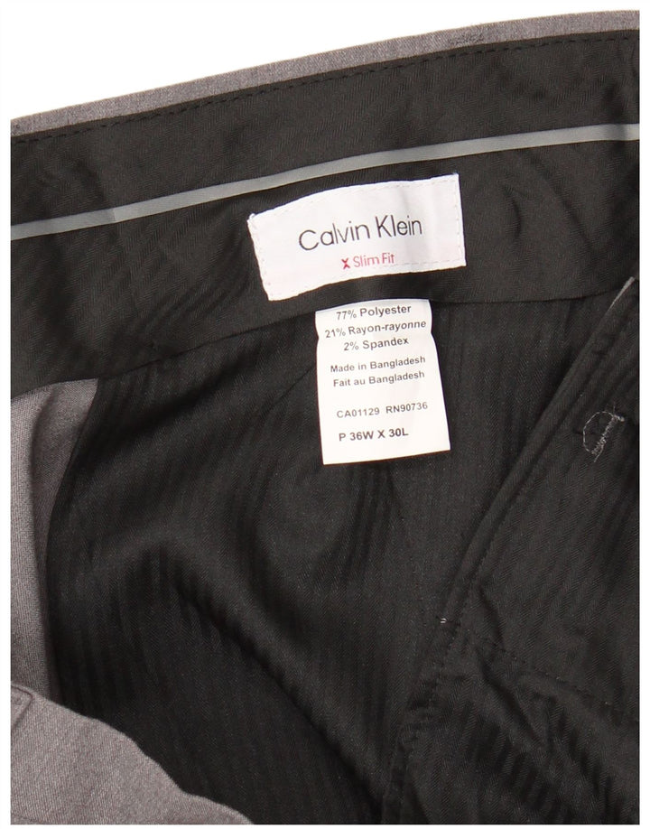 CALVIN KLEIN Mens Slim Fit Suit Trousers W36 L30 Grey Polyester