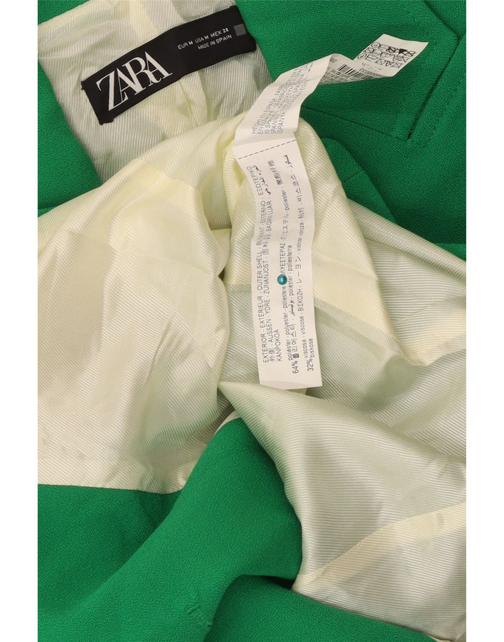 Женский двубортный пиджак Zara UK 12, средний зеленый полиэстер