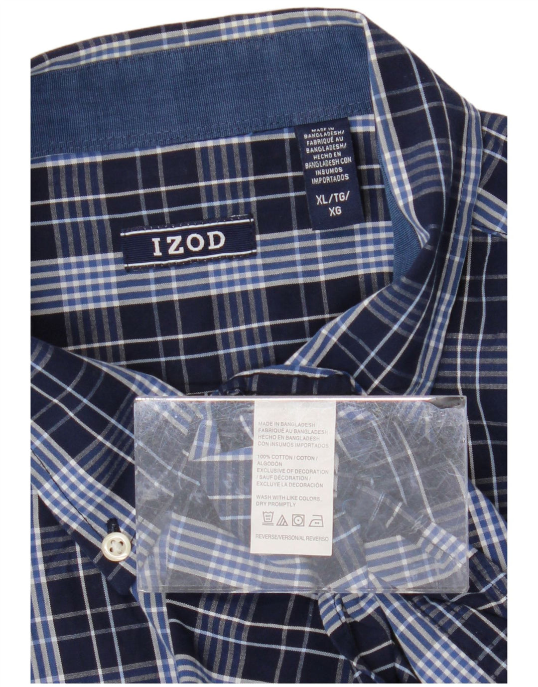 Мужская рубашка IZOD XL, темно-синяя клетка, хлопок