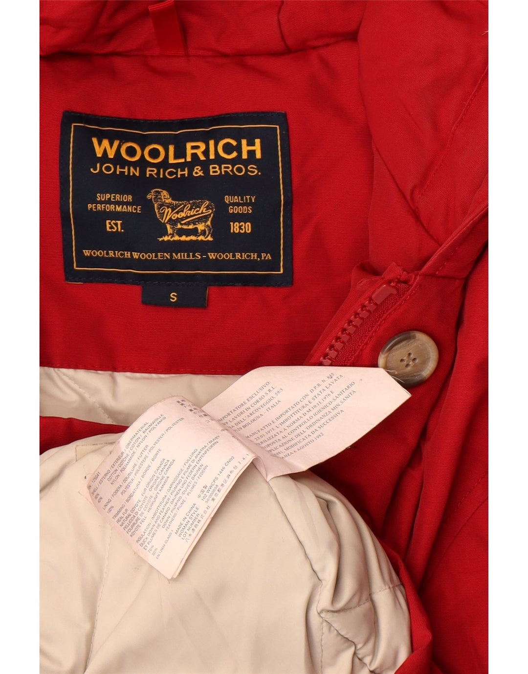 Женская стеганая куртка с капюшоном Woolrich UK 10, маленькая, красный хлопок