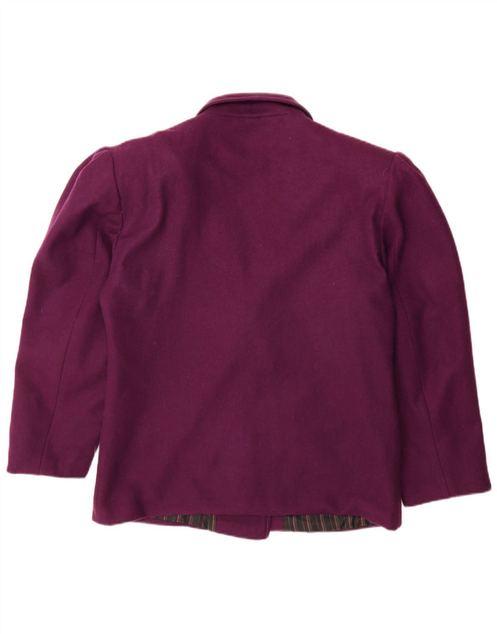 Винтажный женский двубортный пиджак, Великобритания 14, средний фиолетовый