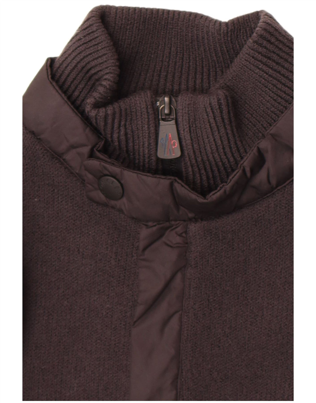 Moncler Мужской джемпер с воротником на молнии, большой серый шерстяной свитер