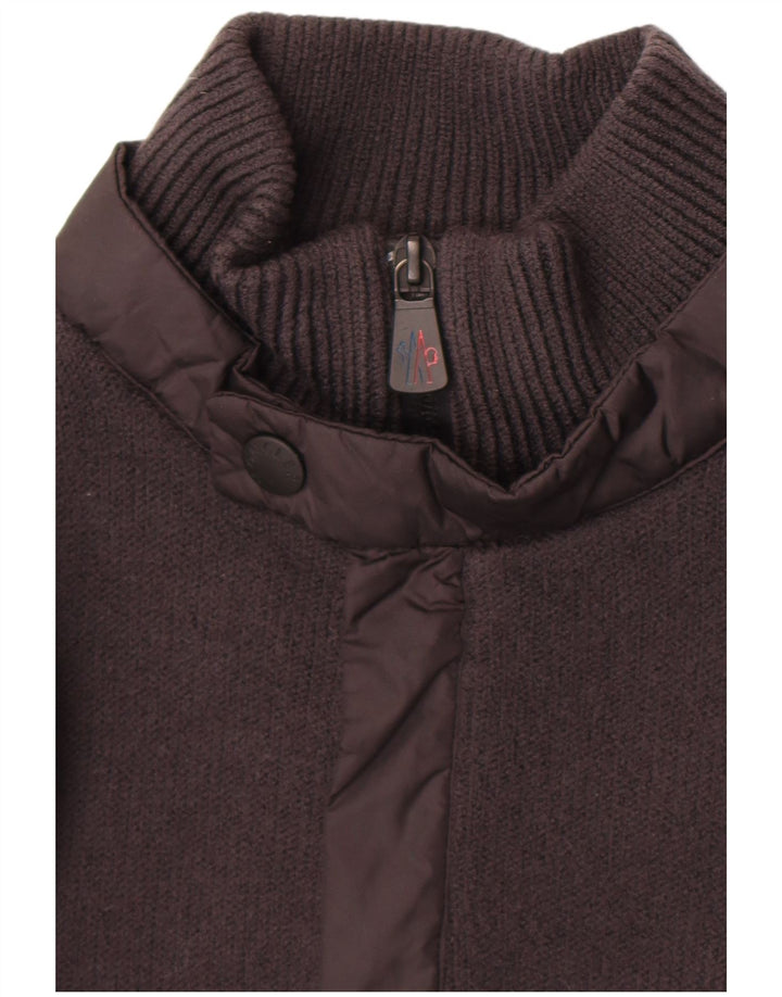 Moncler Мужской джемпер с воротником на молнии, большой серый шерстяной свитер