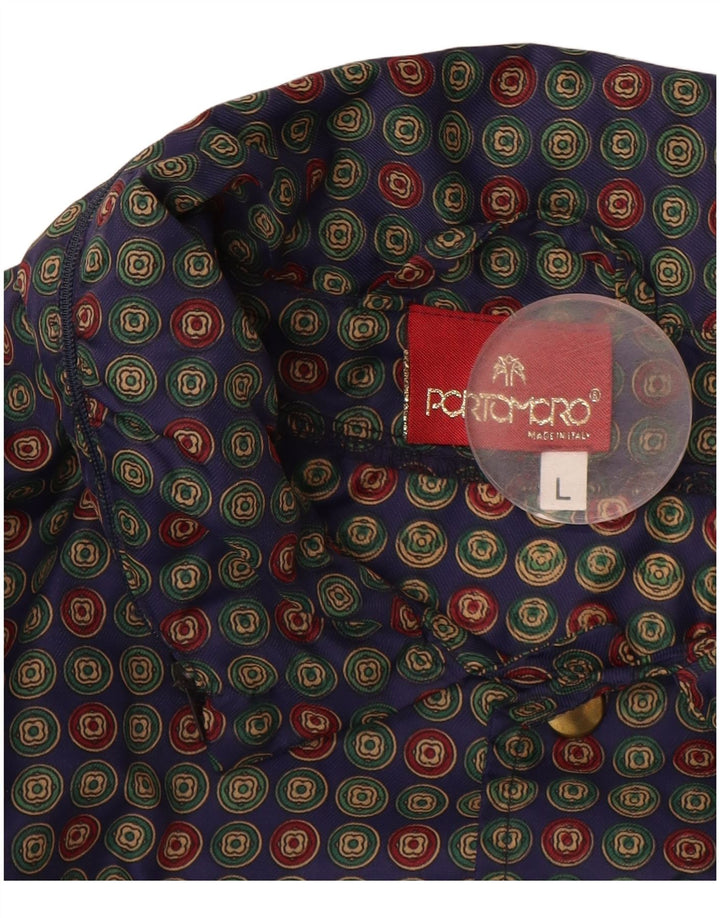 Мужской бомбер VINTAGE оверсайз UK 40, большой синий в горошек