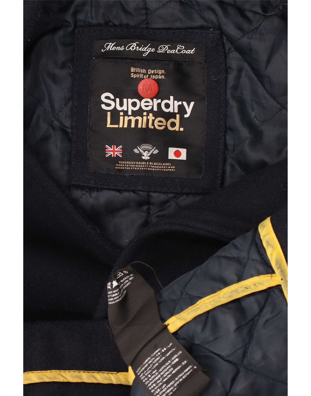 Мужское полупальто Superdry UK 38, средний темно-синий, шерсть