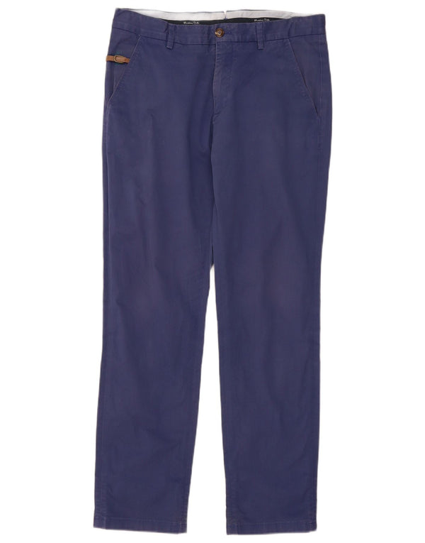 Massimo Dutti Mens Slim Fit Chino Trousers EU 40 Medium W31 L30 Navy Blue