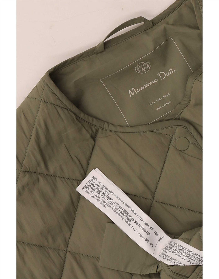 Женская стеганая куртка Massimo Dutti UK 16, большой цвет хаки, нейлон