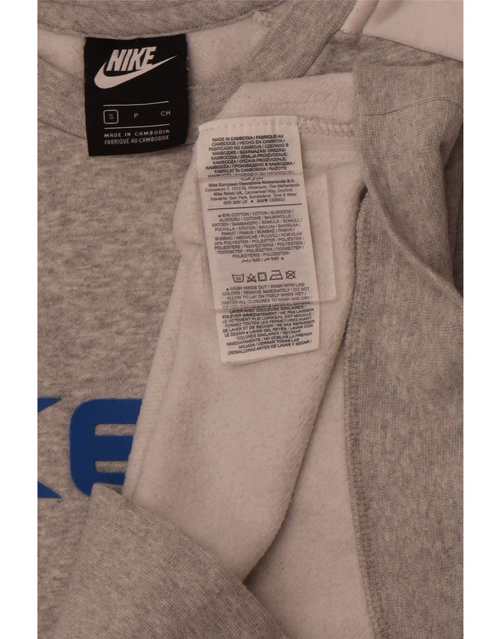Мужской свитшот с графическим рисунком NIKE, маленький серый хлопковый джемпер с цветными блоками