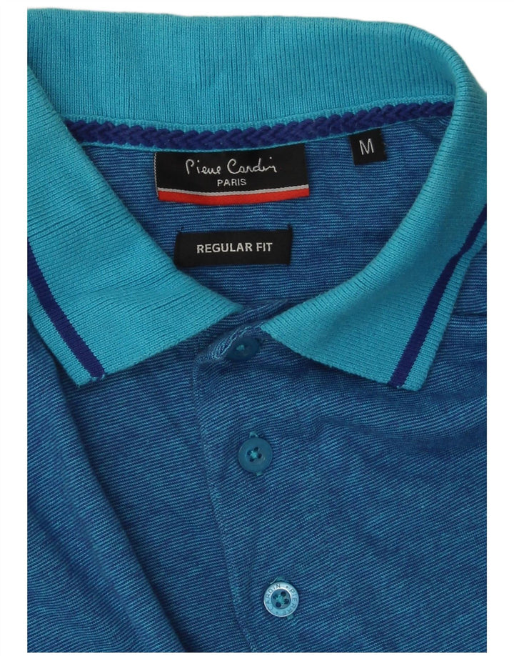 Мужская рубашка-поло стандартного кроя Pierre Cardin, хлопковая ткань среднего синего цвета
