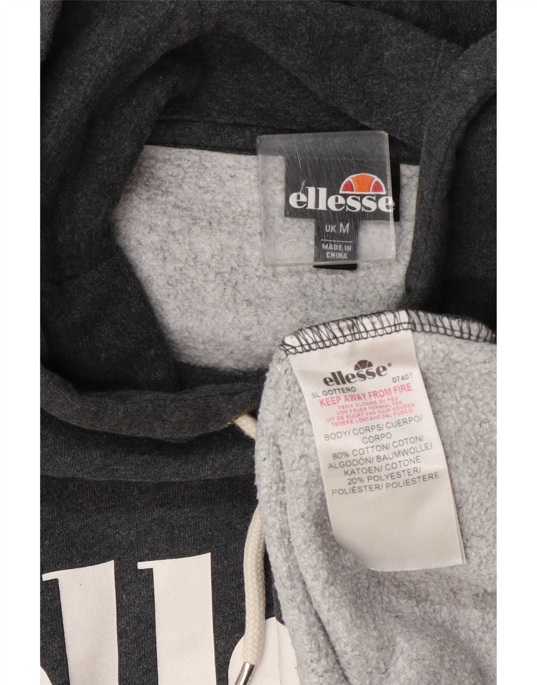 Мужской джемпер с капюшоном Ellesse с рисунком, средний серый, хлопок