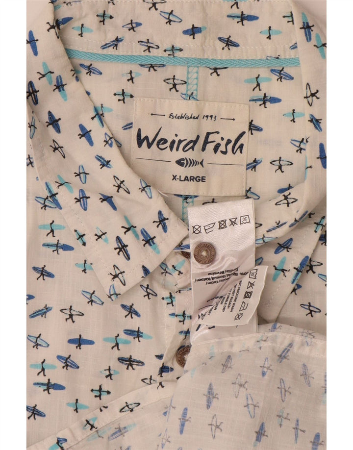 Мужская рубашка с коротким рукавом Weird Fish с абстрактным узором XL, белый хлопок