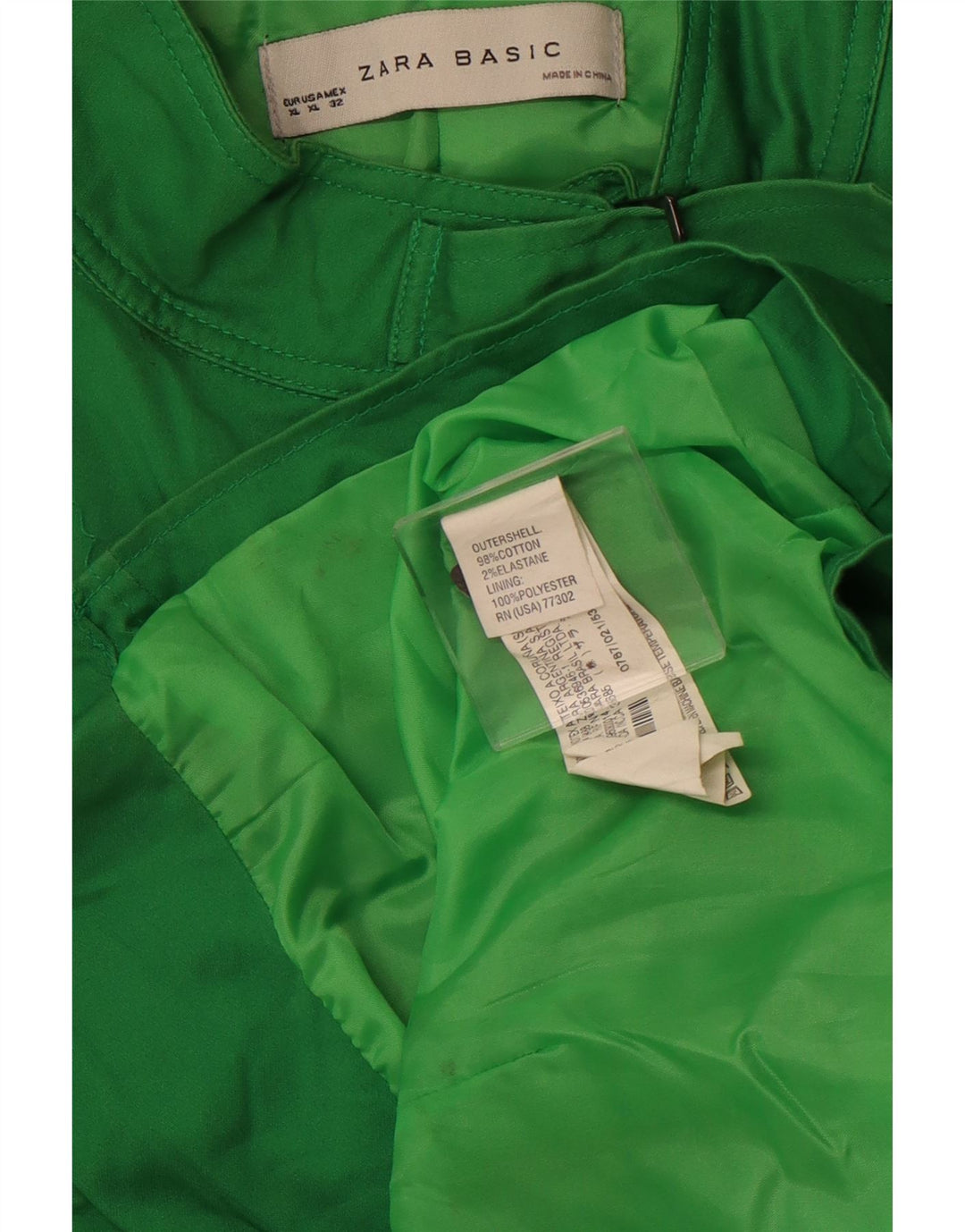 Женская куртка ZARA UK 18 XL, зеленый хлопок