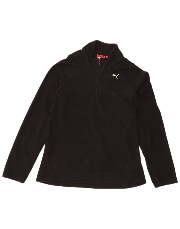 Женский флисовый джемпер Puma с воротником на молнии UK 12, средний черный, полиэстер