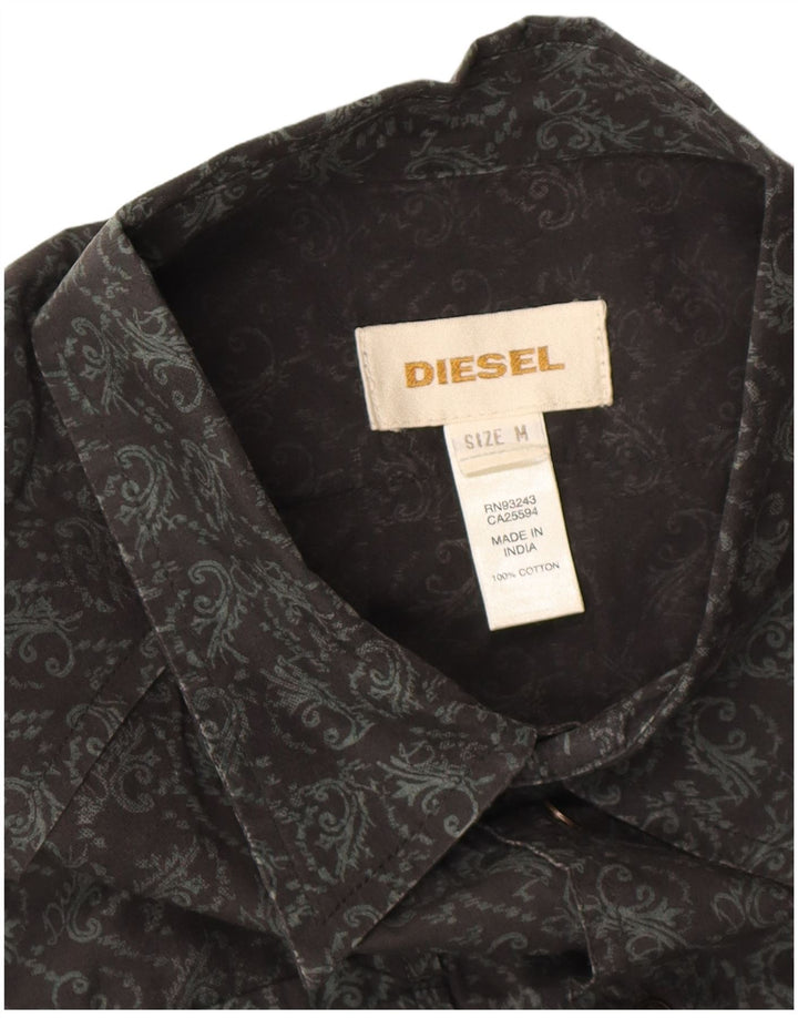 Мужская рубашка Diesel среднего размера, черный хлопок с пейсли
