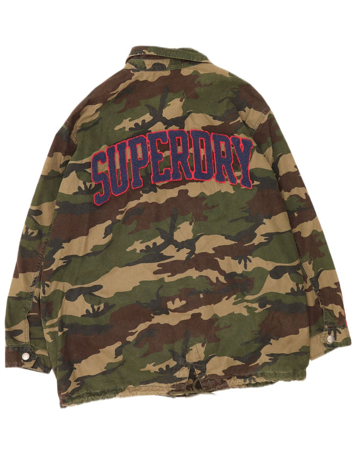 Женская куртка с графическим рисунком Superdry UK 14, большой камуфляж цвета хаки