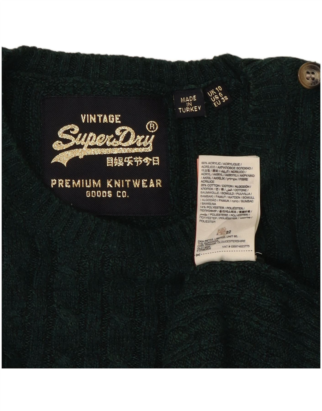 Женский свитер с вырезом «лодочка» SUPERDRY UK 10, маленький зеленый акрил