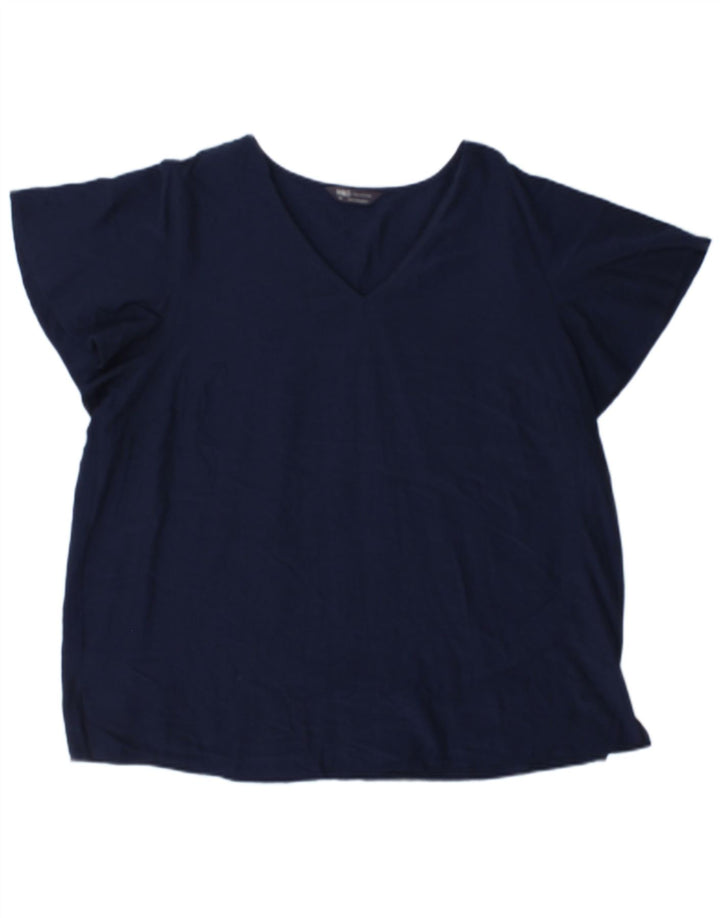 Женская блузка Marks & Spencer Top UK 20 2XL Темно-синяя вискоза