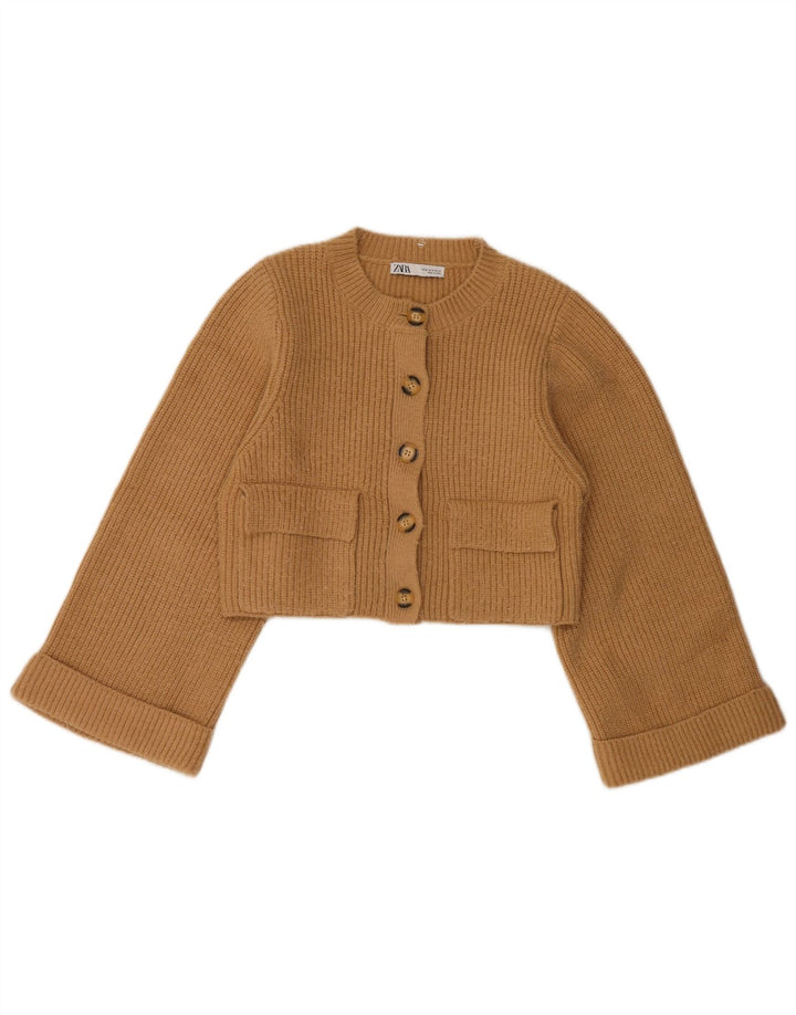 Женский укороченный кардиган Zara UK 12, средний бежевый