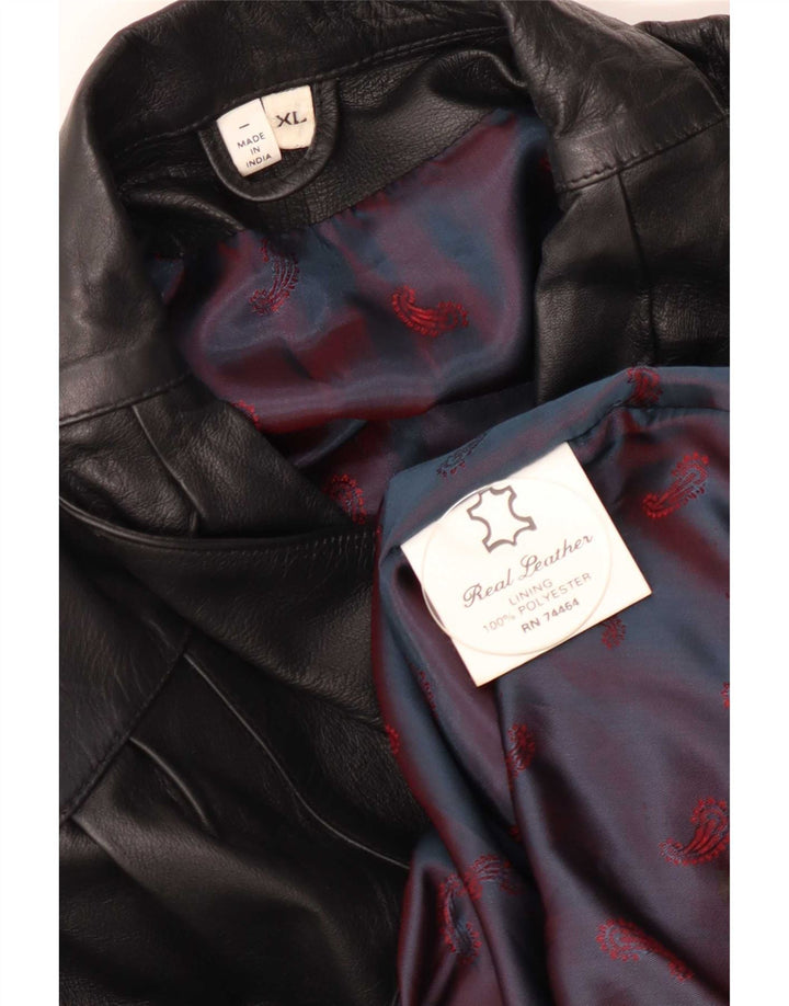 Винтажное женское кожаное пальто UK 18 XL, черное