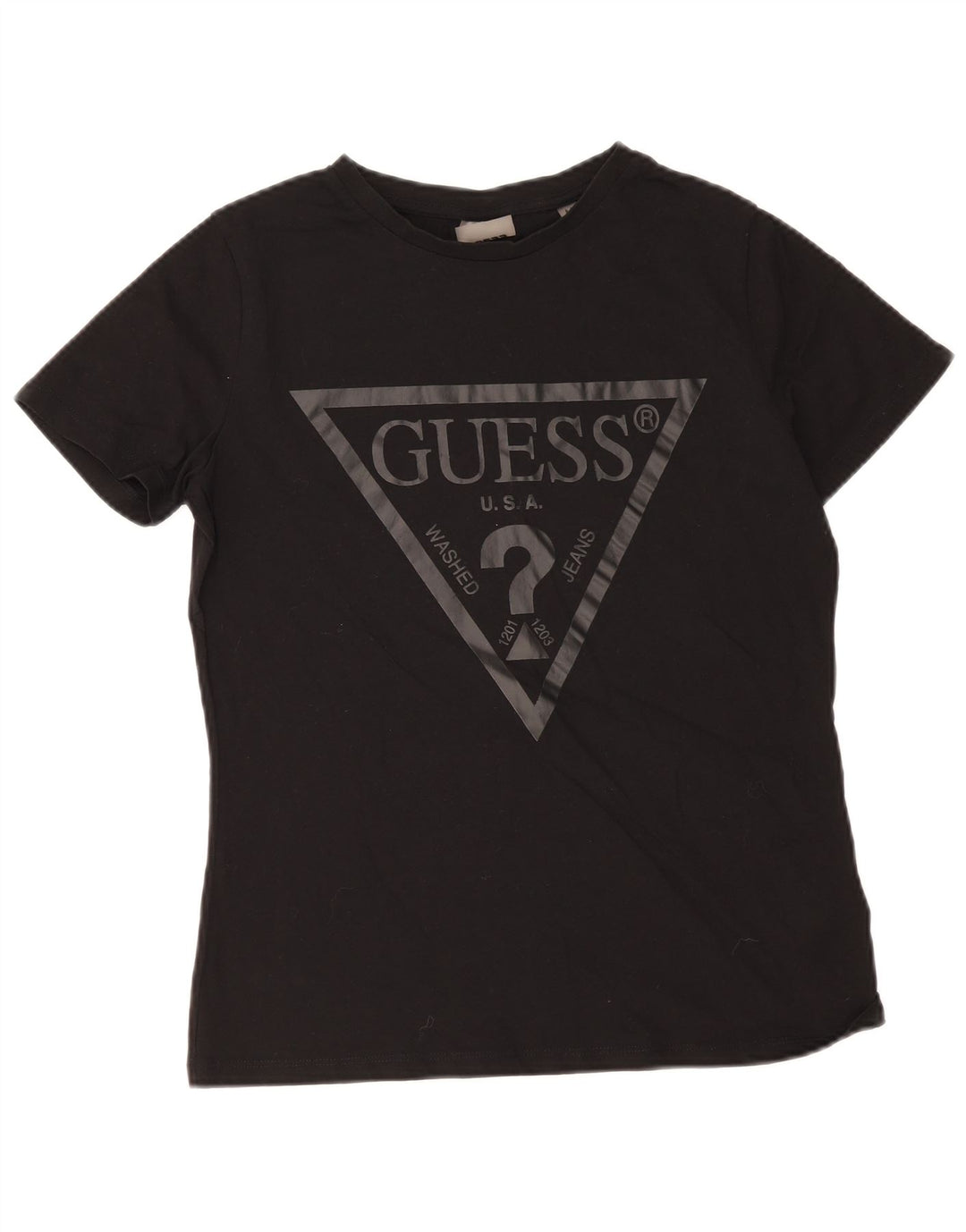 Guess Женская футболка с рисунком Top UK 12, средний черный хлопок