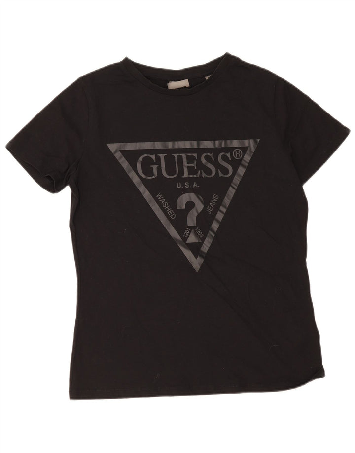 Guess Женская футболка с рисунком Top UK 12, средний черный хлопок